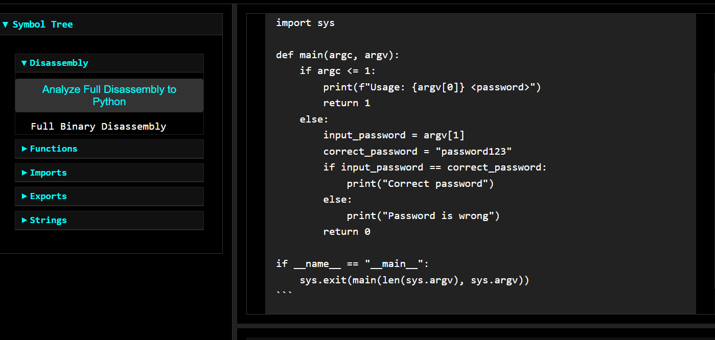 MetysAI interface converting assembly code to Python code